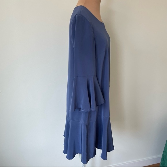 Slate & Willow Periwinkle Blue Trapeze Bell Sleeves Ruffle Hem Shift Dress EUC 0 - Picture 5 of 11